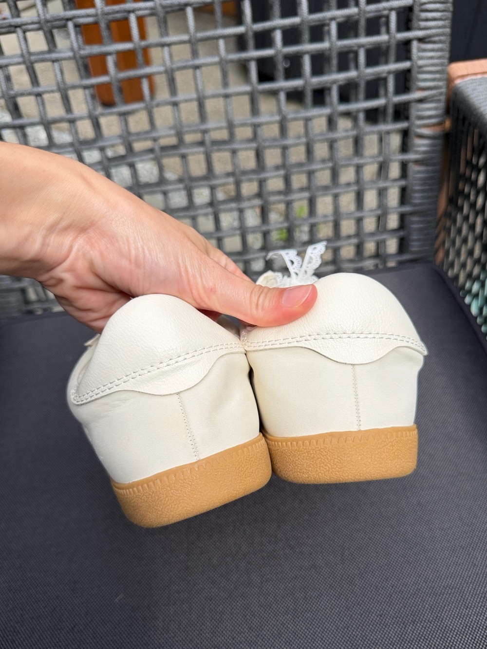 MIA Cream White Suede Leather Lace Scallop Gum Sole Sneakers - Picture 2 of 10